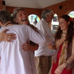 Hugging laughter on Indian rooftop